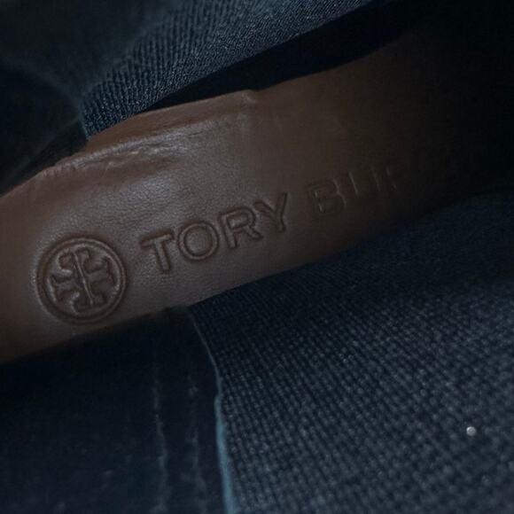 Tory Burch NWOB Chelsea 50mm Lug Suede Black Bootie Size 5M Pull Tab Gold Logo - Picture 10 of 10